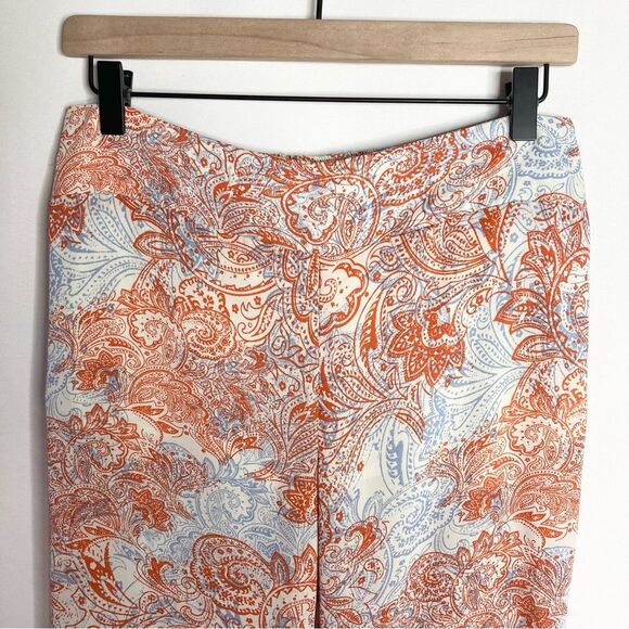 Lord & Taylor Design Lab Orange Blue White Flare Pants Medium Retro - Picture 2 of 14